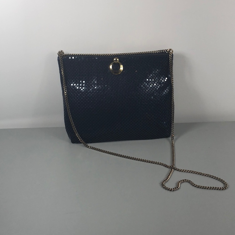 RARE VtG Whiting & Davis Navy Blue Purse Clutch